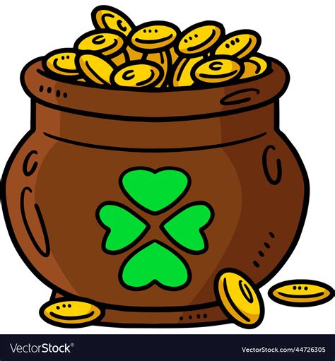 Saint Patricks Day Pot Of Gold Cartoon Clipart Vector Image