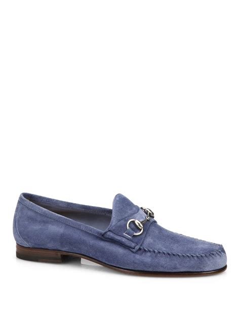 Gucci Suede Horsebit Loafers In Blue For Men Lyst