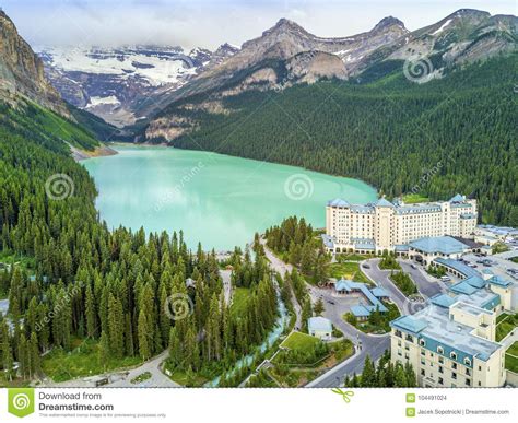 Turquoise Louise Lake In Banff National Park Alberta Canada Stock