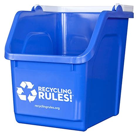 Recycling Rules 6 Gallon Stackable Recycling Bin Container In Blue