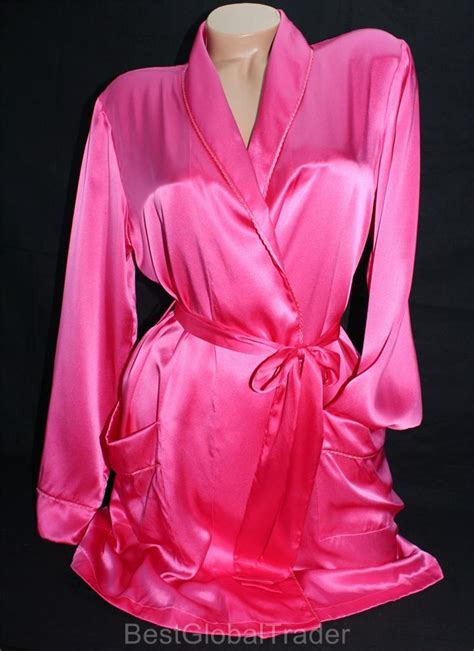 Victorias Secret 100 Silk Kimono Satin Pink Medium Luxurious Robe New 128 Ebay