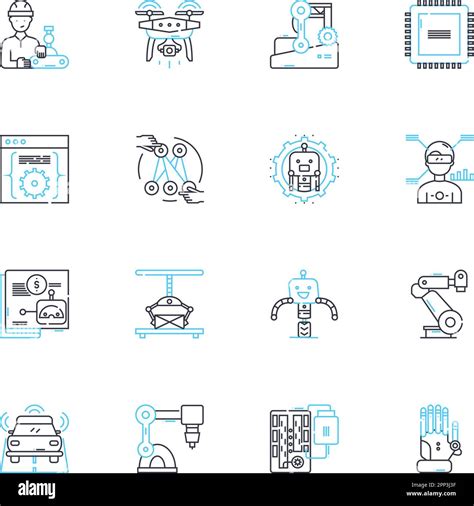Digital Revolution linear icons set. Innovation, Disruption
