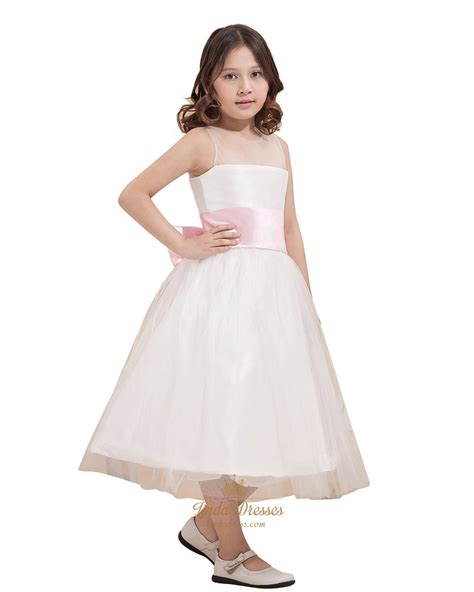 Pink is a color that is a pale tint of red and is named after a flower of the same name. Ivory Tulle Tea Length Double Layer Flower Girl Dresses ...