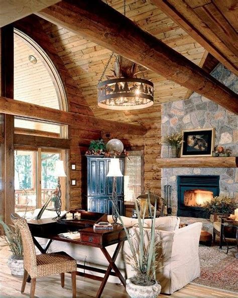 One bedroom is located on the ground floor and the other one on the loft, overlooking the open space below it. Modern rustic | vaulted ceilings (With images) | Home, Log ...