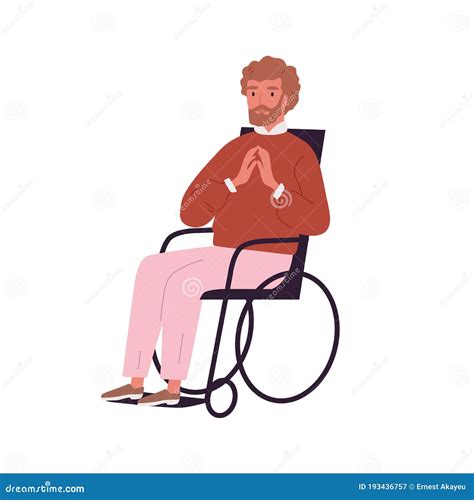 Portrait Of Invalid Disabled Young Man Sitting In Wheelchair