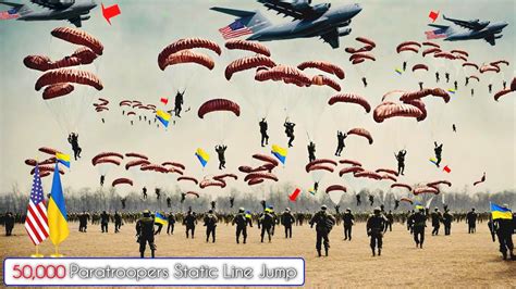 50000 Paratroopers Static Line Jump From C 17 Globemaster Iii Kc 10