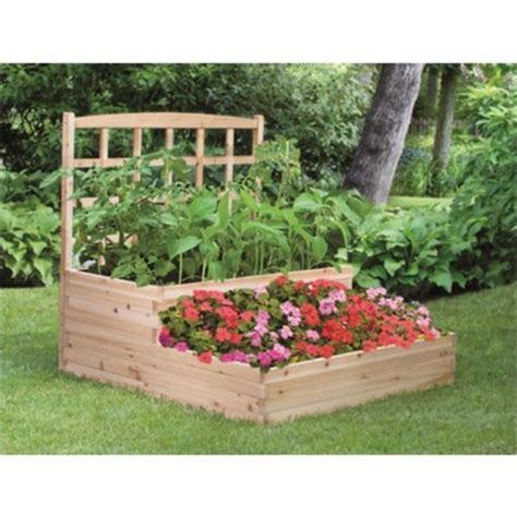 Cedar 2 Tier Raised Garden Bed With Trellis Sturdy Planter Box Limite