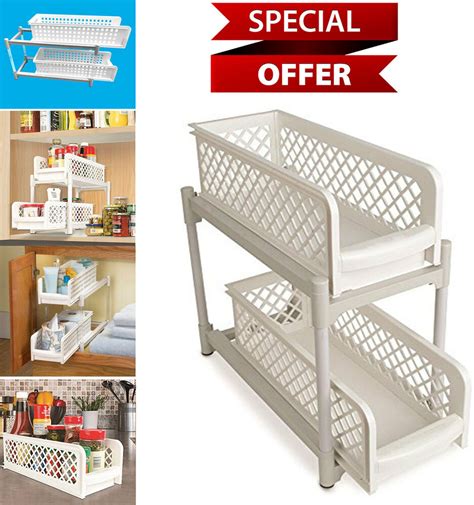 It arrives with wall anchoring hardware so you can attach it to the wall behind your toilet, or anywhere in your bathroom. 2-Tier Kitchen Under Cabinet Sliding Shelf Basket Bathroom ...