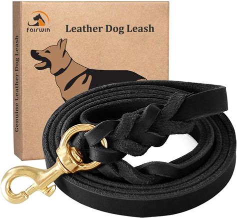 Fairwin Braided Leather Dog Lead 17m Military Grade Genuine Leather