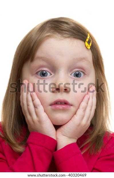 Funny Surprised Little Girl Portrait Over Stock Photo 40320469
