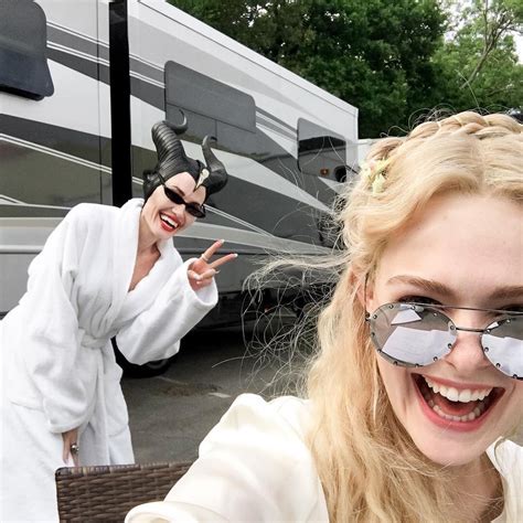 Best Of Angelina Jolie On Twitter Angelina Jolie And Elle Fanning At Maleficent Set