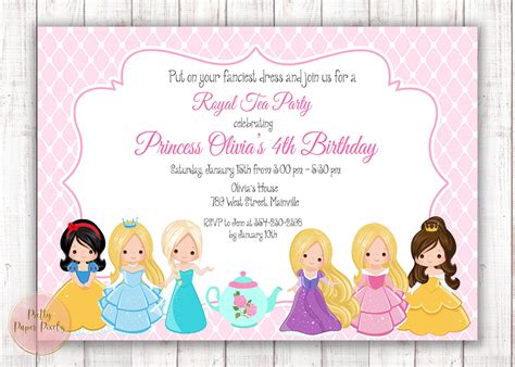 Princess Tea Party Invitation Tea Party Princess Tea Royal Etsy Uk