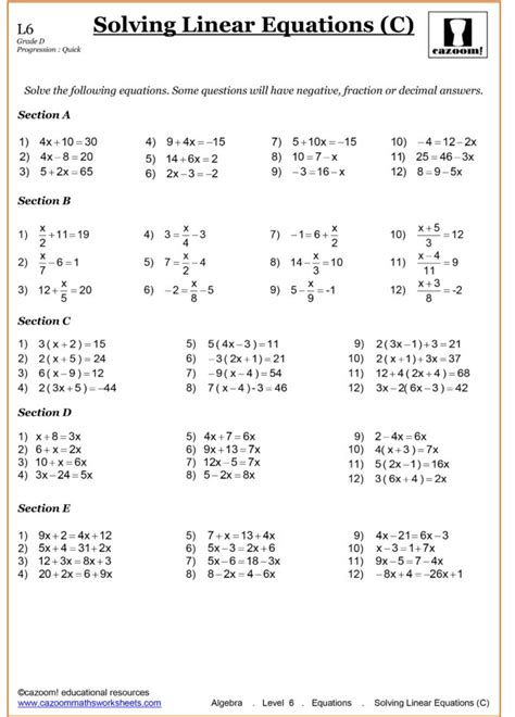Practice Algebra Equations Worksheets | 99Worksheets
