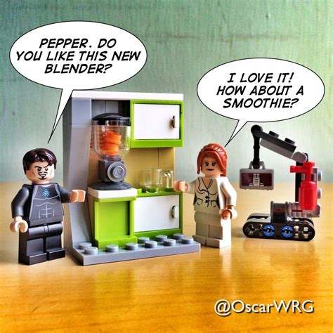 Tony Stark And Pepper Potts With Blender Making Smoothie Lego Worlds Legos Lego Marvel