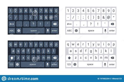 Phone Keyboard Mockup Qwerty Keypad Alphabet Buttons And Numbers In