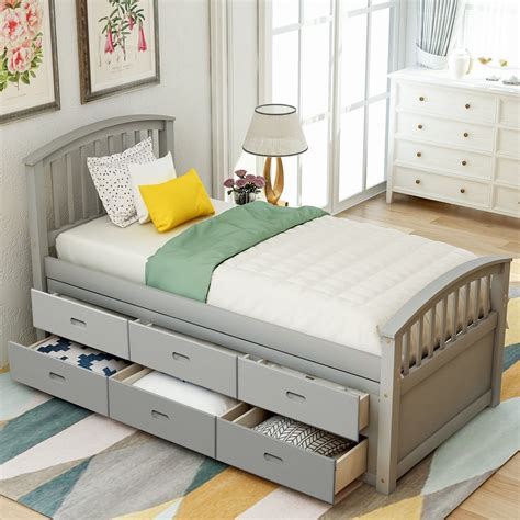 Clearance Twin Bed Frame With Storage Drawers Platform Bed Frame W