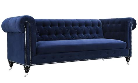 Tov Furniture Modern Hanny Navy Blue Velvet Sofa Tov S99