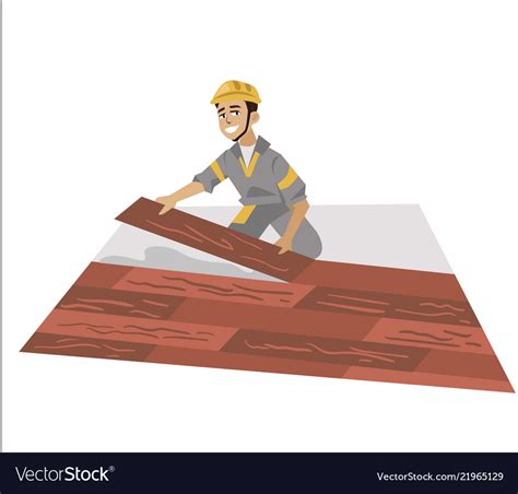 Floor Installer Male Working With Panels Poster Vector Image