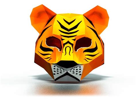 Сделать 3d маску Тигра из бумаги и картона своими руками Модель схема