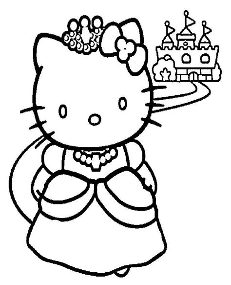 Princess Cat Coloring Page In 2020 Hello Kitty