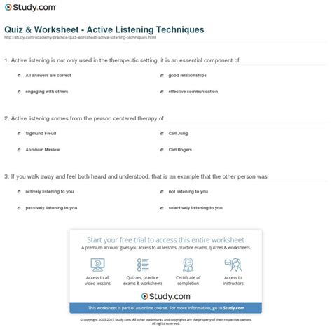 Active Listening Worksheets —