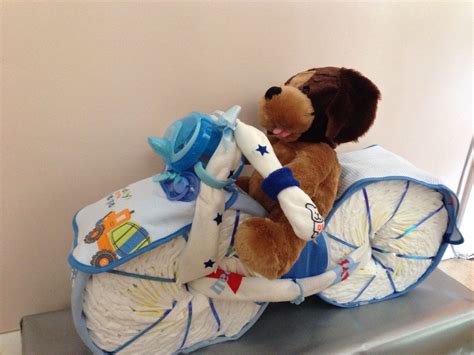 Large Boy motorcycle diaper cake | Diaper motorcycle cake, Diaper cake