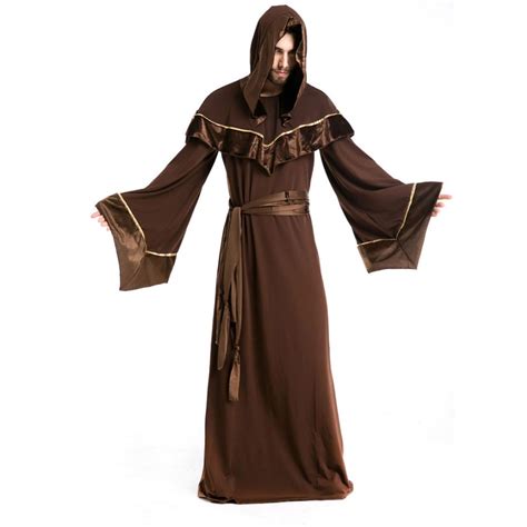 Halloween Men Gothic Medieval Wizard Priest Costume European Religious