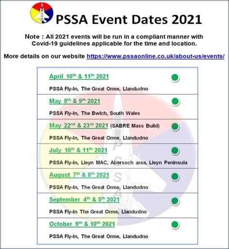 We've picked the best that are currently planned to go. 2021 Events Calendar Released! - Welcome to the PSSA Online