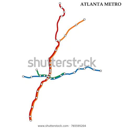 Map Atlanta Metro Subway Template City Stock Vector Royalty Free