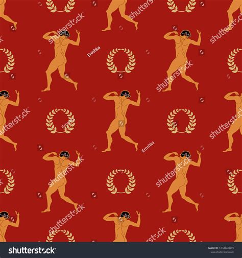 Seamless Geometrical Pattern Ancient Greek Athletes Stock Vector