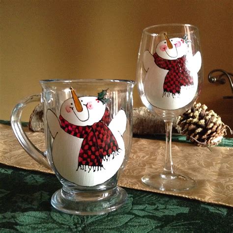 Painted Snowman Wine Glasses Snowman Wine Glasses Best T For Snowman Lovers Personalized