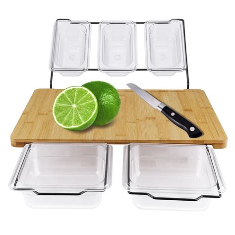 Cutting Board With Detachable Storage Bins Kind Cooking