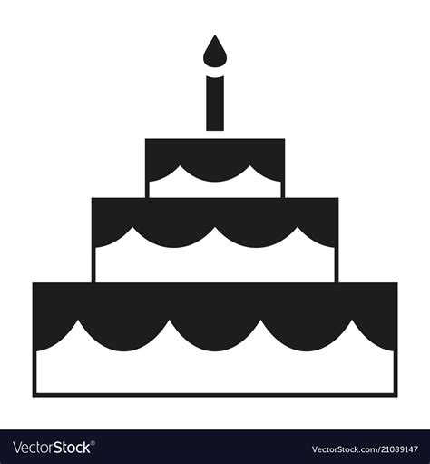 Black And White Birthday Cake Silhouette Vector Image