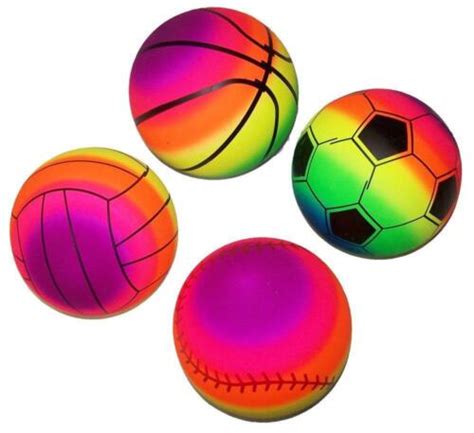 6 assorted sports rainbow 9in play balls kick bounce throw toy rubber ball new ebay