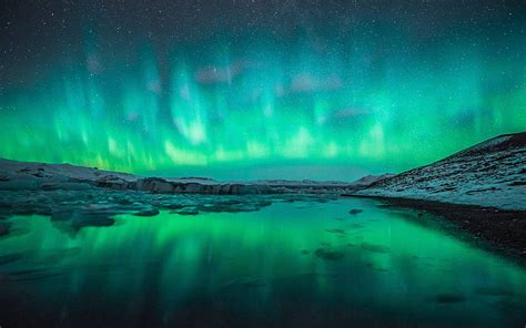 Northern Lights Mountains Aurora Borealis Nature Reflection Sky