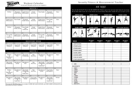 Insanity Workout Schedule Calendar Workout Essentials Printable Schedule
