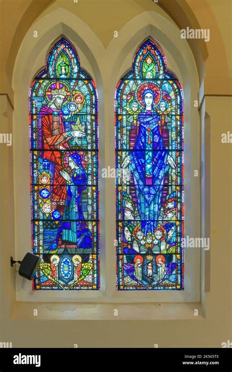 Stained Glass Windows In A Chapel Stock Photo Alamy