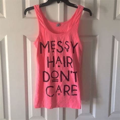 next level apparel tops next level messy hair dont care pink tank m