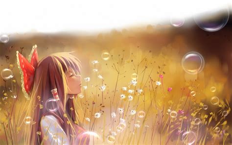 Wallpaper Cute Anime Girl Plants Cozy Bubbles Resting Resolution