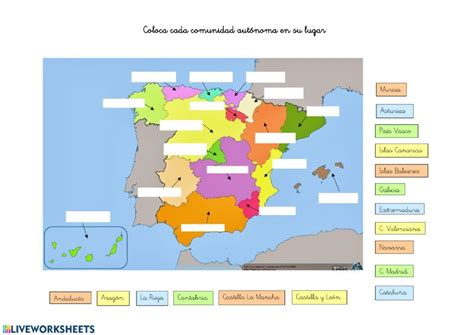 Ficha Interactiva De Comunidades Autónomas De España Para 2º Primaria