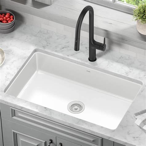 Buy Kraus Pintura 32 Inch Porcelain Enameled Steel Undermount Single Bowl Kitchen Sink In White