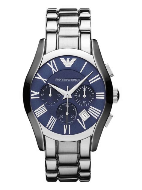 Emporio Armani Classic Mens Watch Silver Stainless Steel Blue Dial