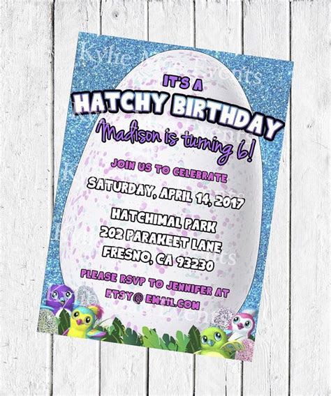 Digital Hatchimal Birthday Party Invitation Hatchimals Birthday Invitations Birthday