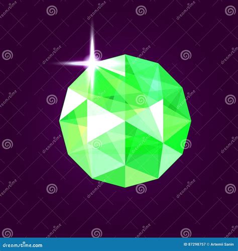 Realistic Emerald Jewel Gem Vector Illustration Stock Vector