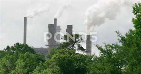 Paper Mill Smoke Stack Pollution Stock Footage Emitting Chemicals Into