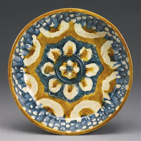 A Rare Large Blue And Sancai Glazed Pottery Basin Tang Dynasty Lot Glazes For Pottery