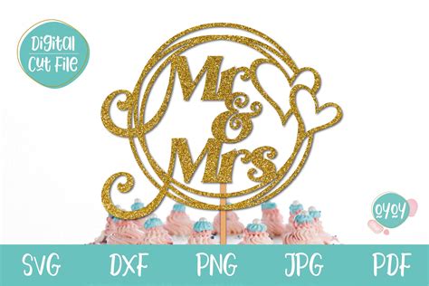 Mr And Mrs Cake Topper Svg With Frame Graphic By Oyoystudiodigitals