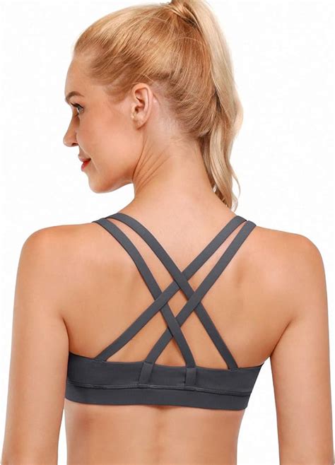 Buy Omantic Women S Sports Bra Criss Cross Back Wirefree Padded Strappy Medium Support
