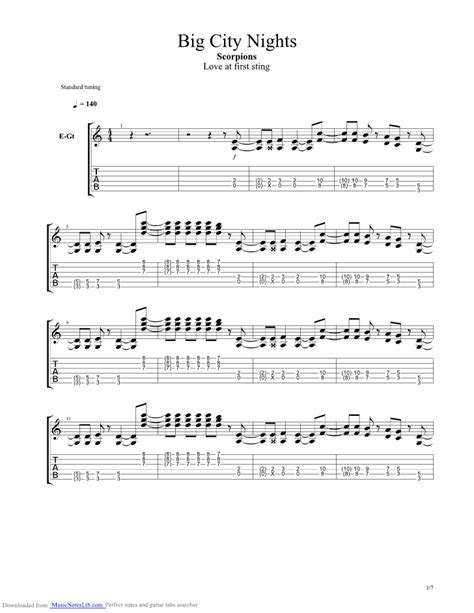 Big City Nights Guitar Pro Tab By Scorpions