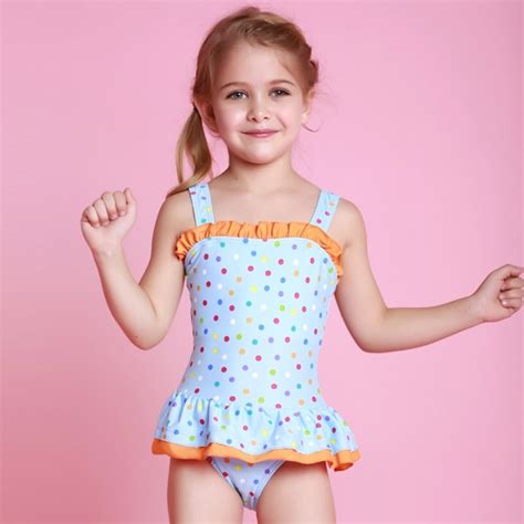 2015 Summer Girls Bathing Suits Child One Piece Dot Print